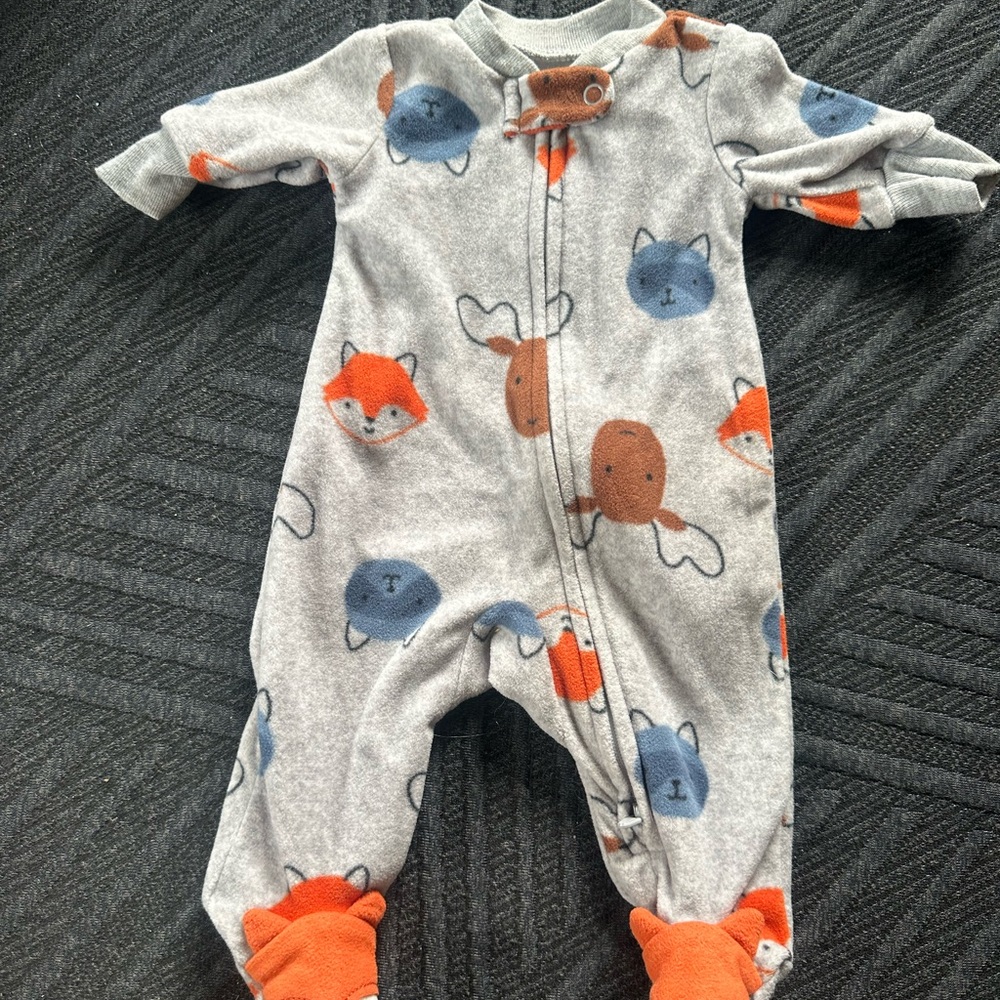Carter's Gray One Piece with Orange and Blue Animal Print